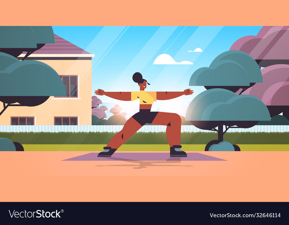 Woman Doing Stretching Exercises Outdoor Girl Vector Image 3833