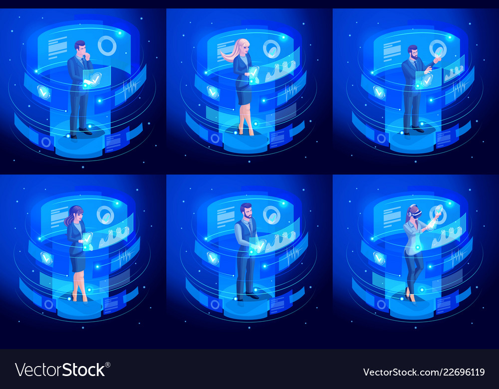 Businessmen on Virtual Screens