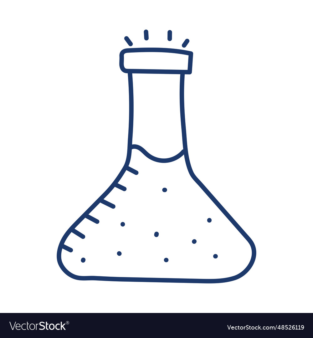 Chemistry flask school doodle icon Royalty Free Vector Image