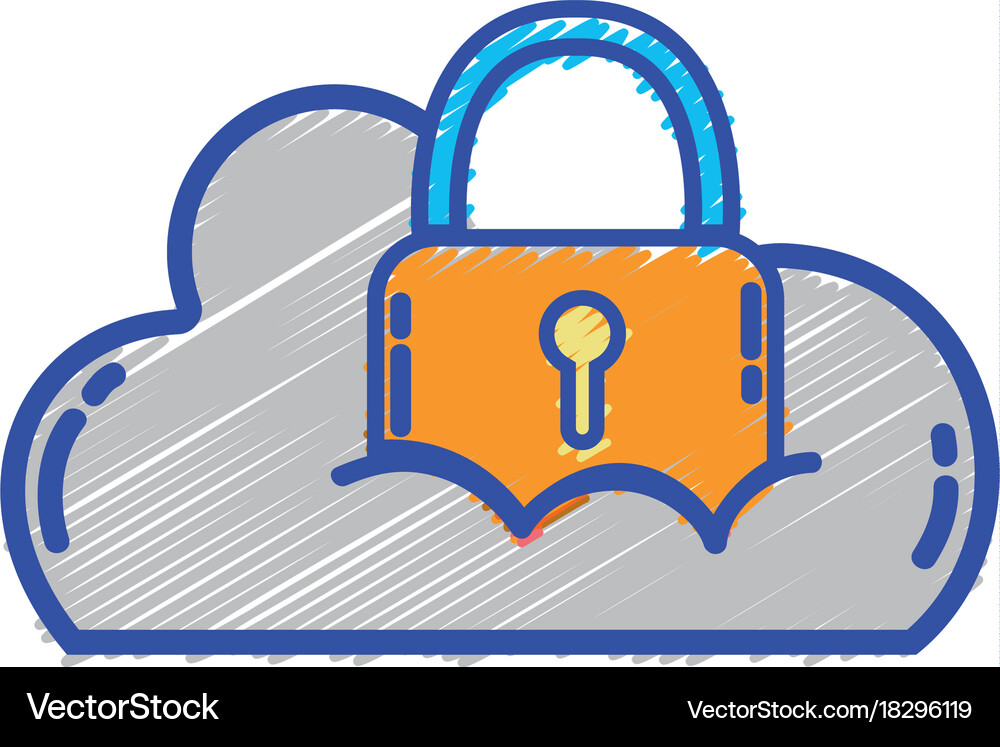 Cloud data with padlock to security information Vector Image