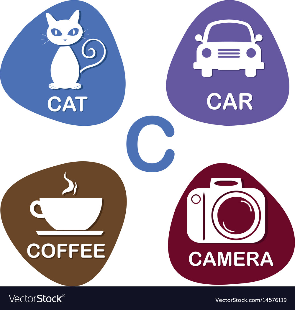 Cute alphabet in c letter for cat car