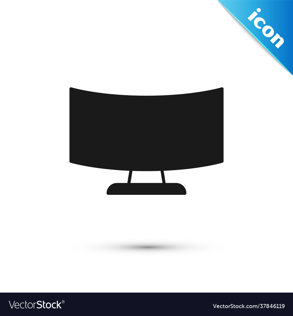 Grey computer monitor screen icon isolated