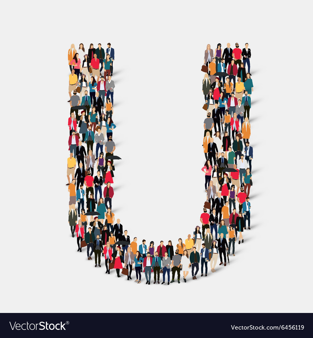 Group people letter form Royalty Free Vector Image