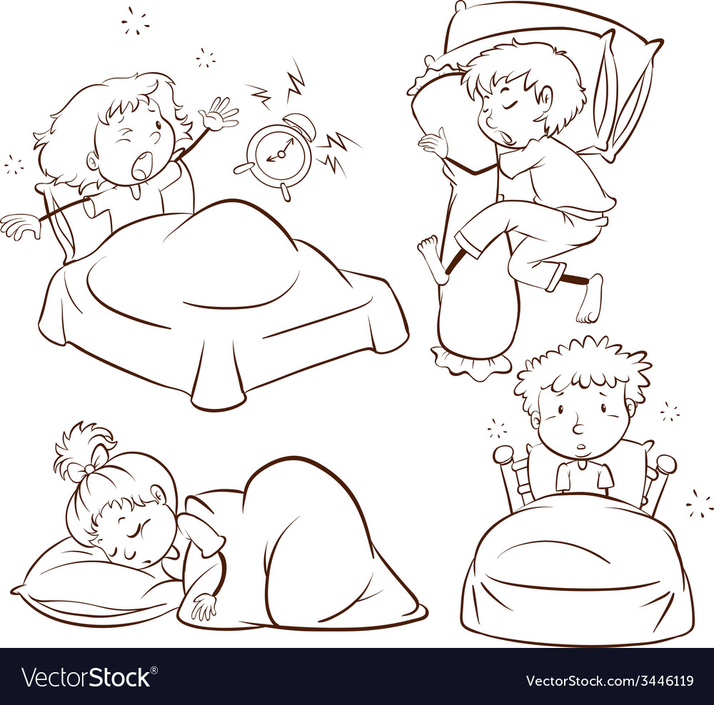 Kids sleeping and waking up Royalty Free Vector Image