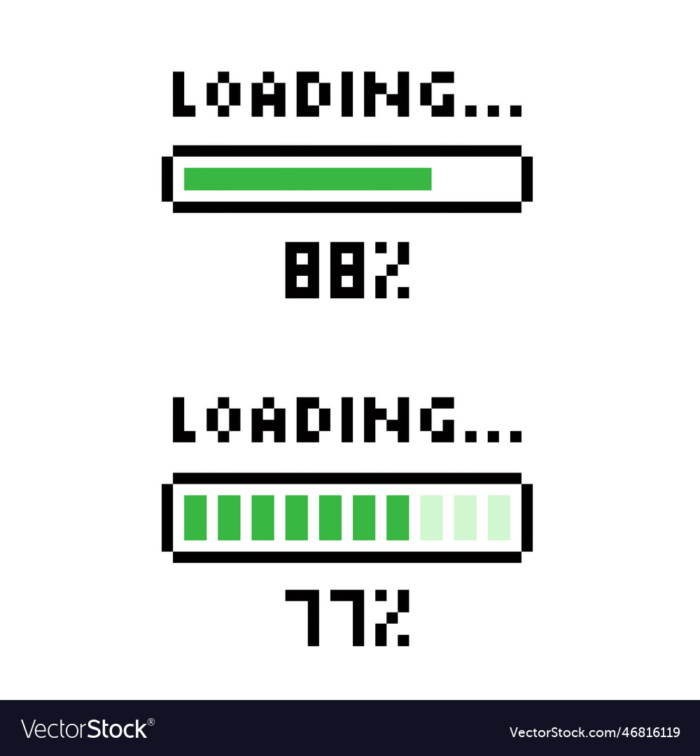 Loading icon in pixel art style load bar 88 vector image Loading icon in pixel art style load bar 88