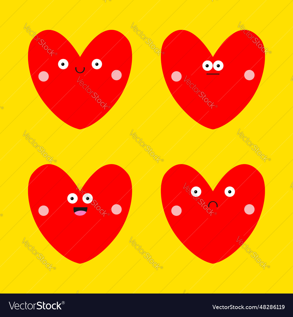 Red heart emoji icon set hearts with eyes smiling