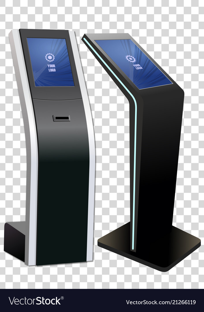 Two promotional interactive information kiosk Vector Image