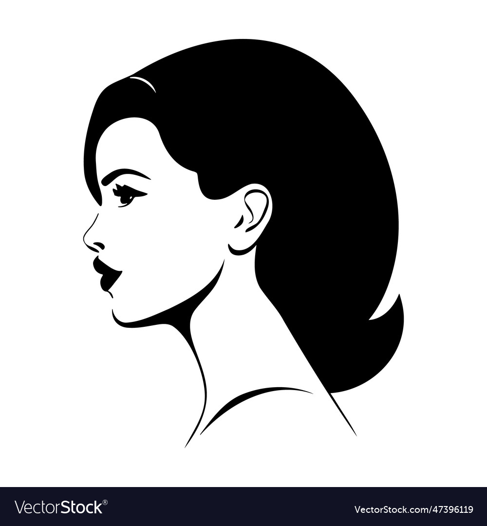 Frau Kopf Silhouette Gesicht und Haar Mode Ikone Vector Image Frau Kopf Silhouette Gesicht und Haar Mode Ikone