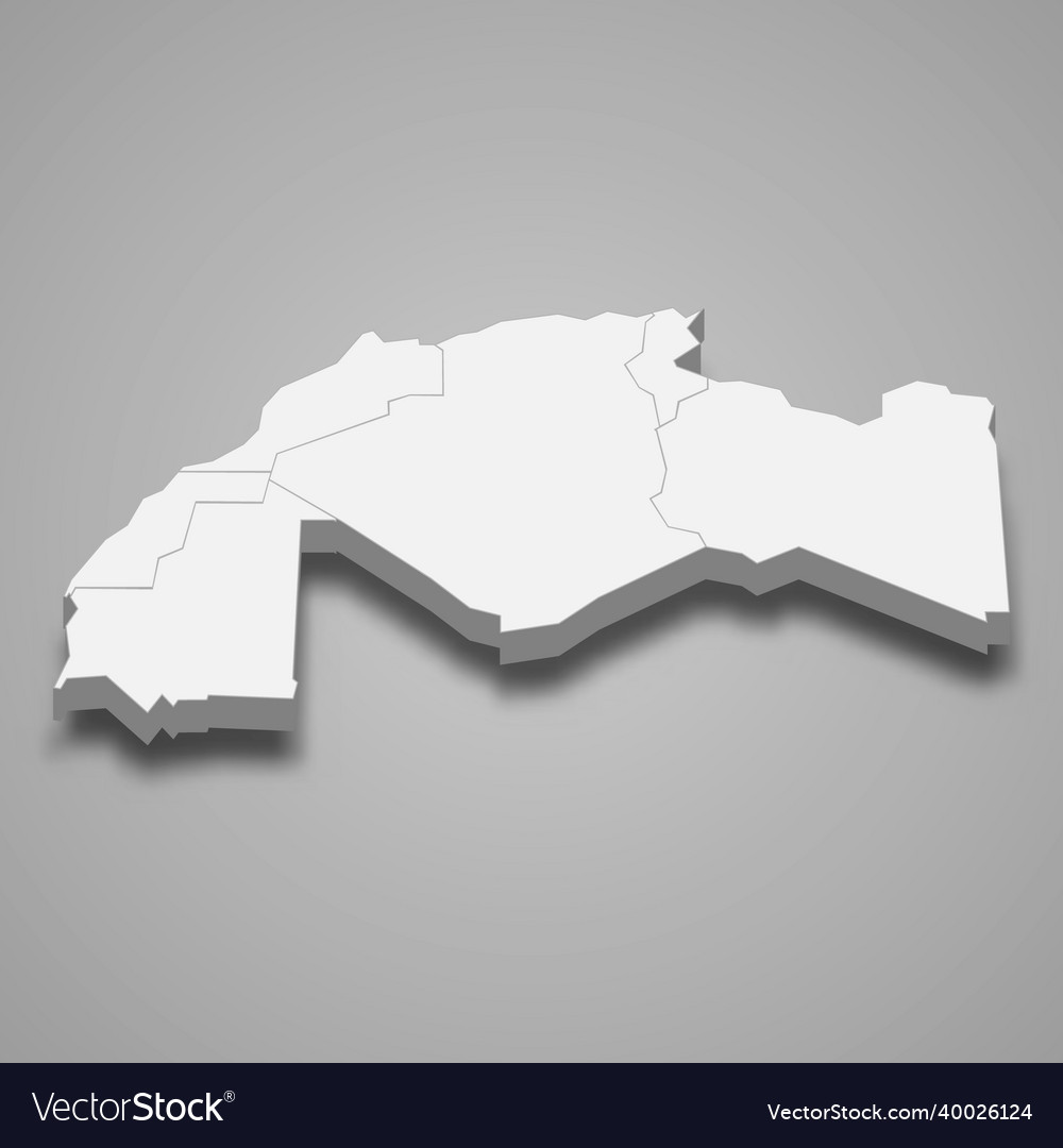 3d isometrische Karte der Maghreb-Region isoliert