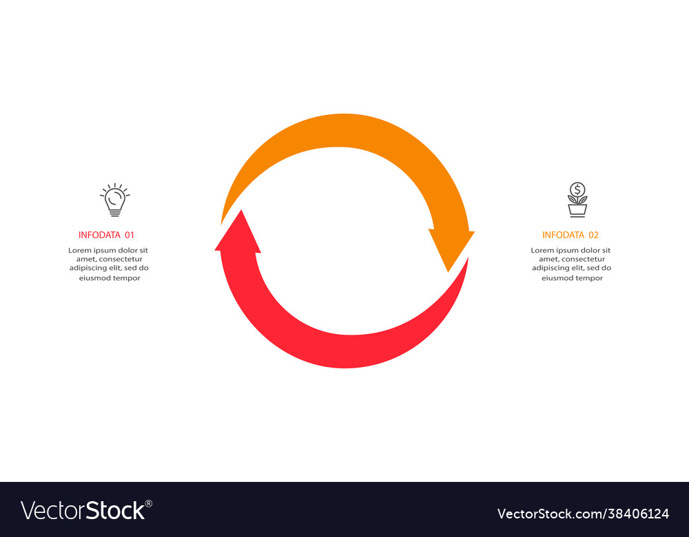 Abstract arrows graph diagram with 2 steps vector image Abstract arrows graph diagram with 2 steps