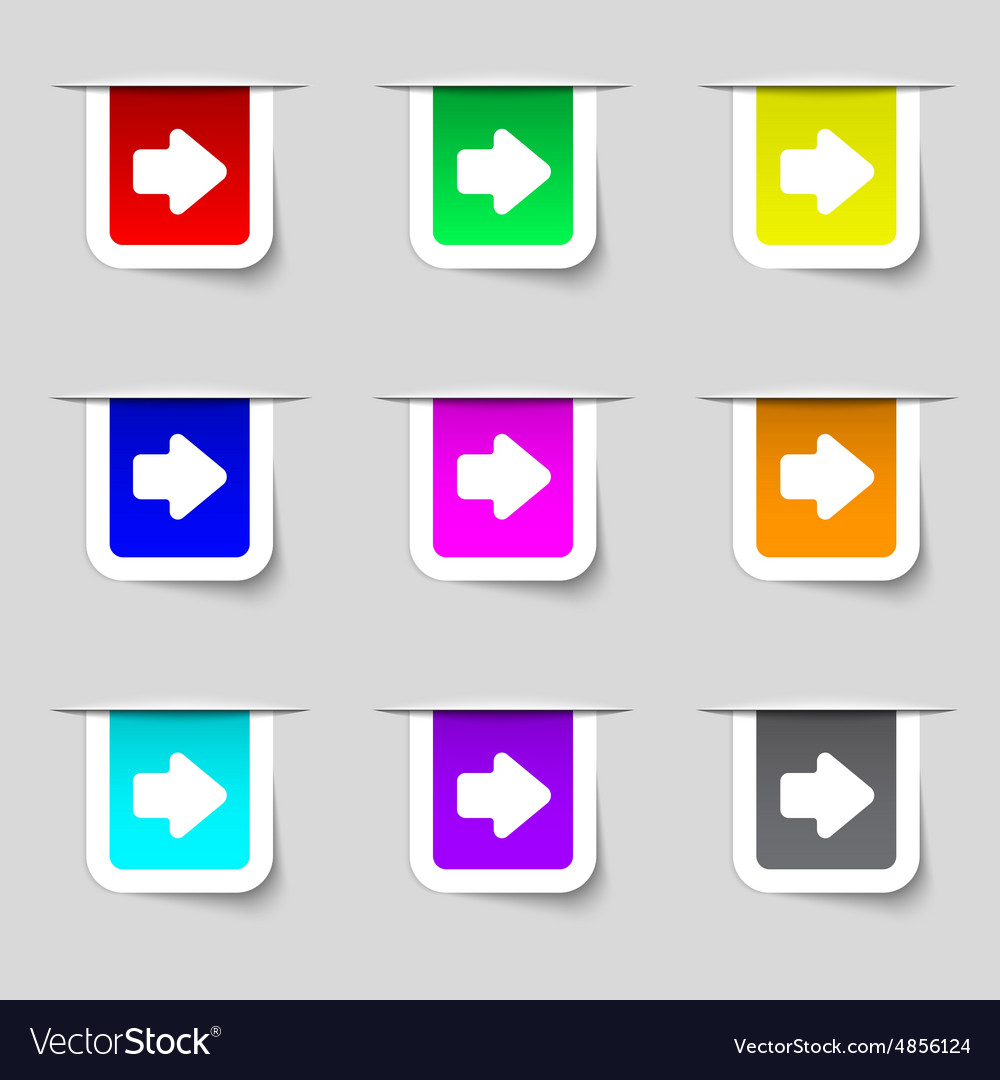 Arrow right next icon sign set of multicolored