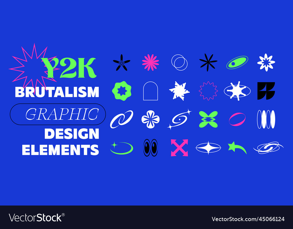 Collection of y2k aesthetic elements Royalty Free Vector