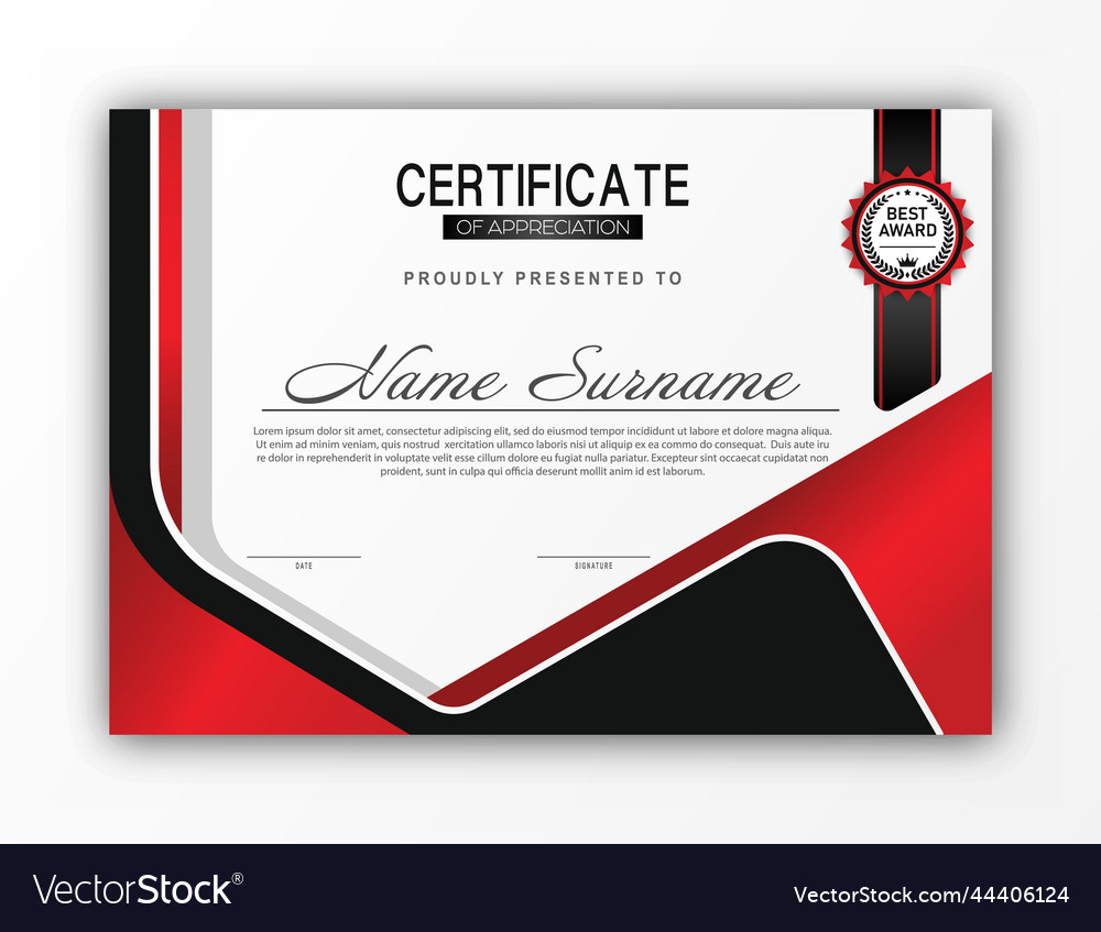 Certificate the template of form Royalty Free Vector Image