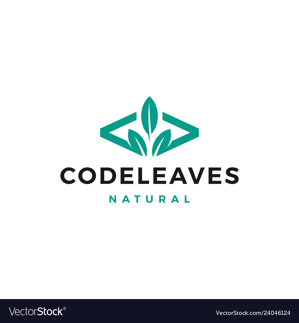 Code leaf leaves logo for web front back end