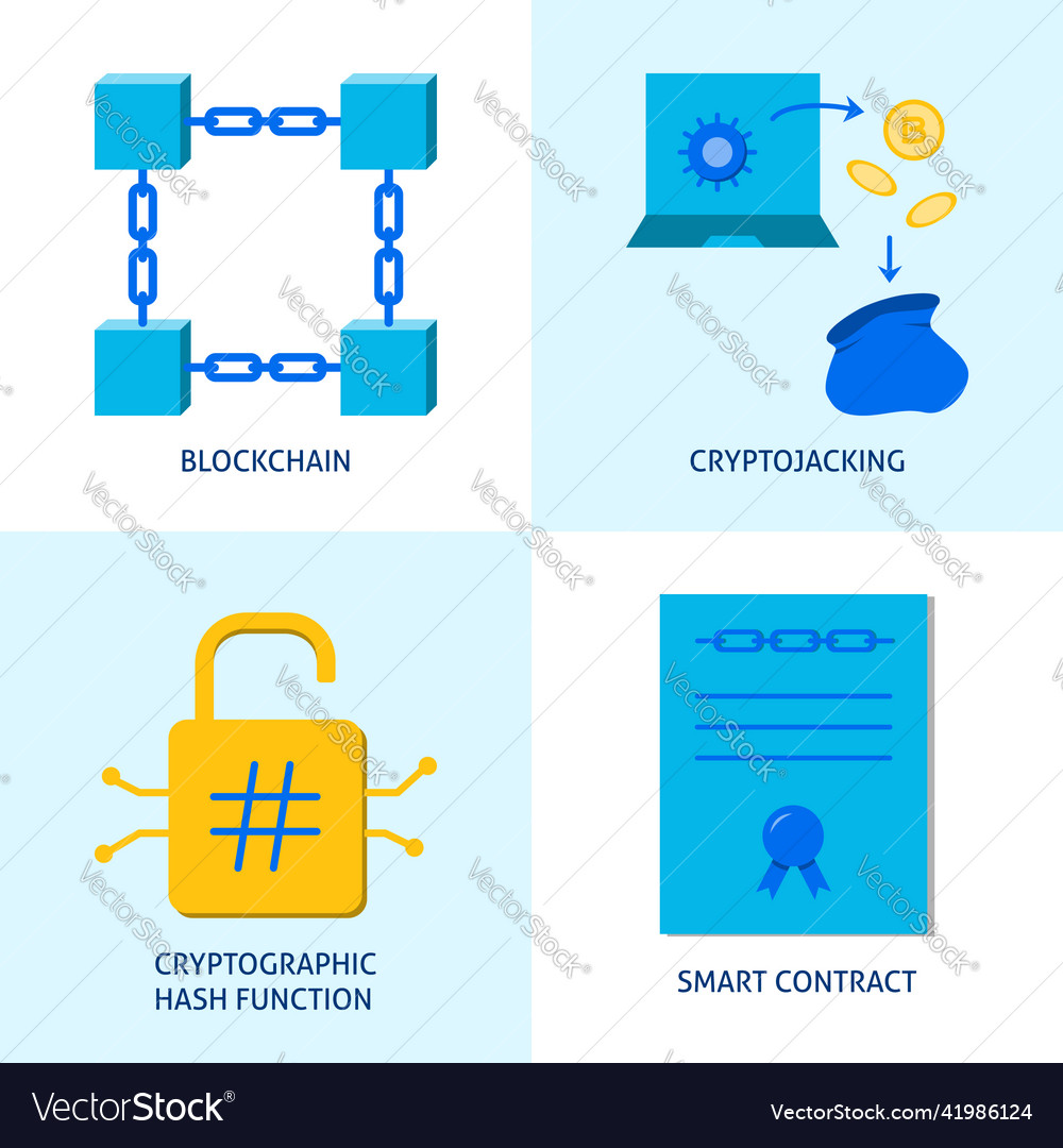 Crypto and blockchain icon set vector image Crypto and blockchain icon set