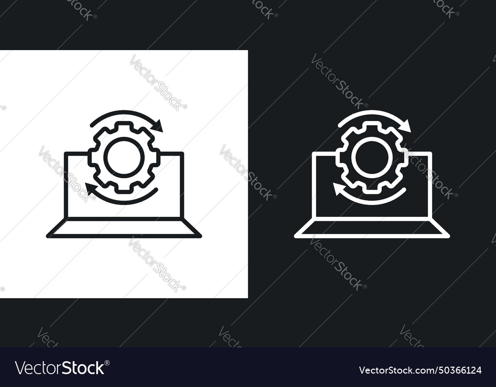 Data processing icon set laptop process