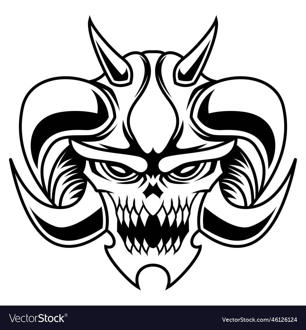 Demon black and white angry head logo Royalty Free Vector