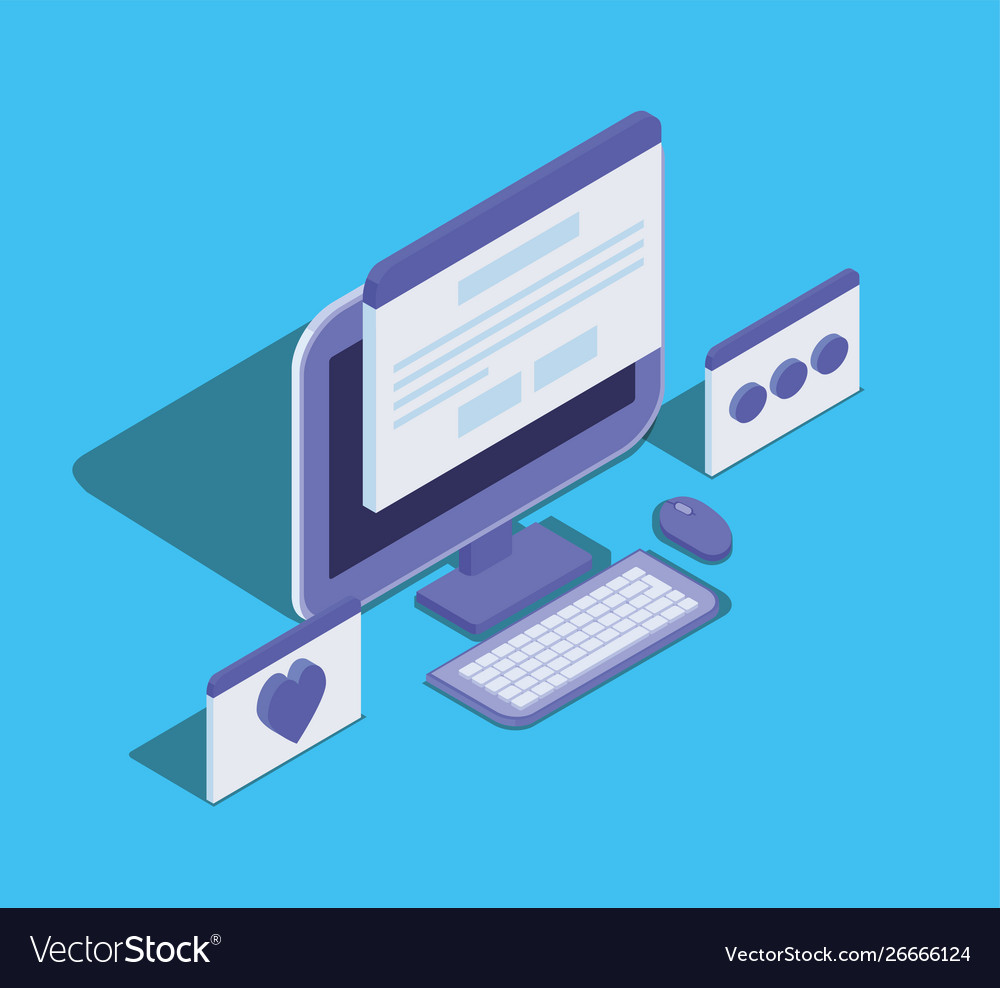 Desktop computer technology device icon