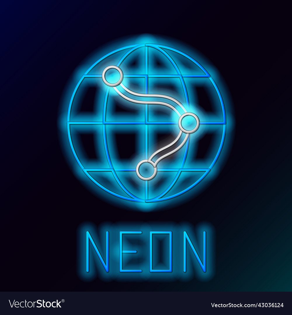 Glowing neon line computer monitor and folded map vector image Glowing neon line computer monitor and folded map