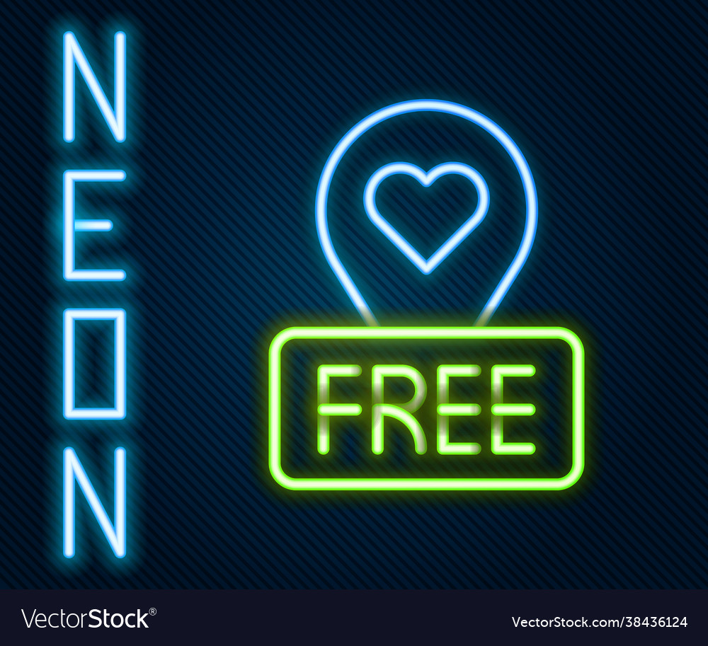 Glowing neon line map pointer with heart icon vector image Glowing neon line map pointer with heart icon