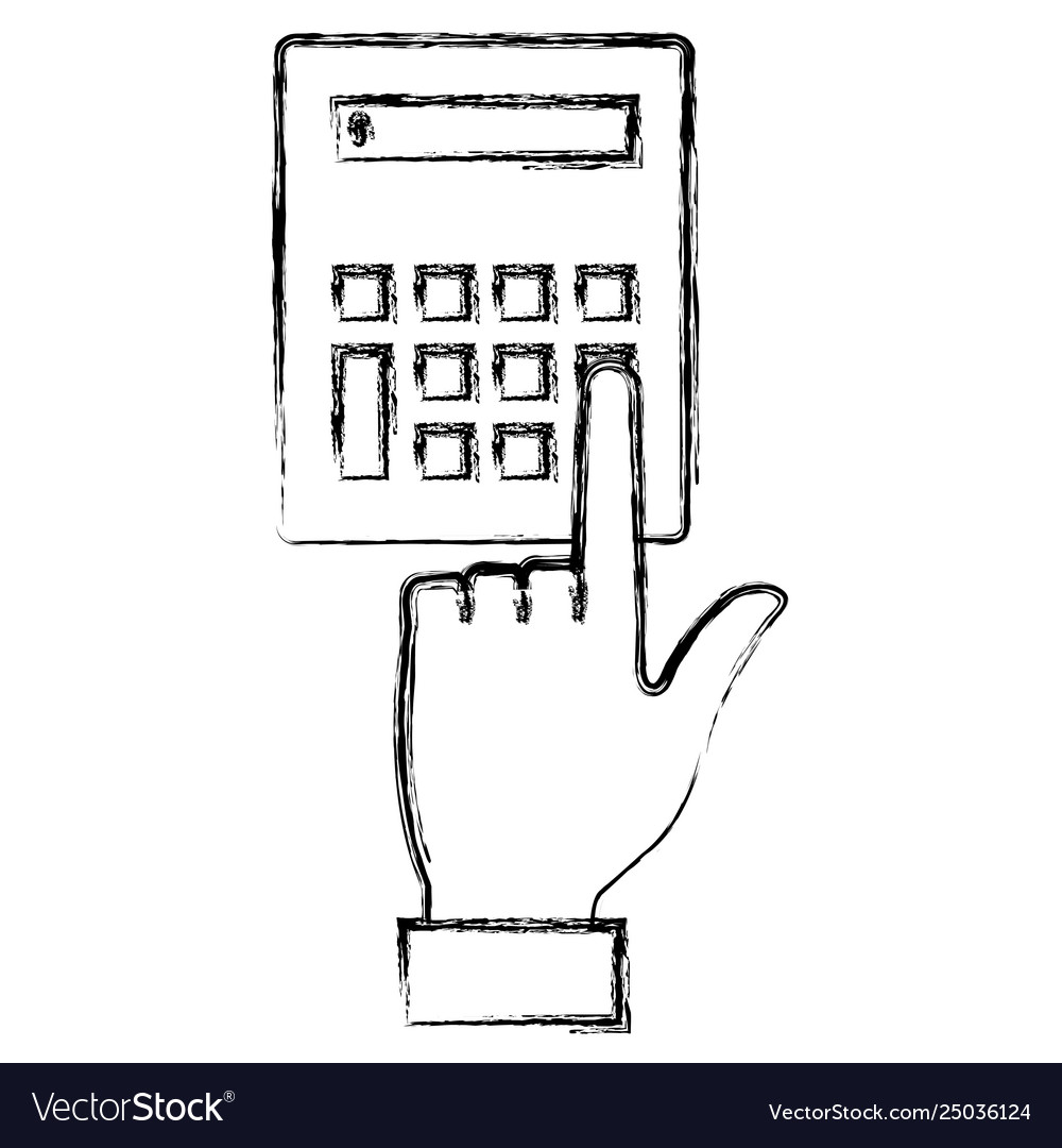 Hand using calculator device vector image Hand using calculator device