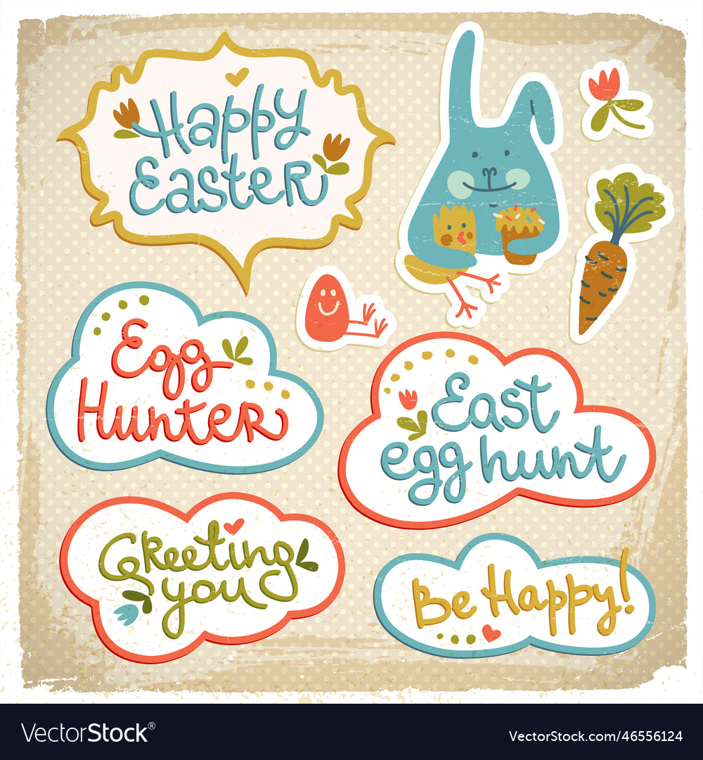 Happy Easter Decorative Elements Easter Royalty Free Vector Happy Easter Decorative Elements Easter Royalty Free Vector
