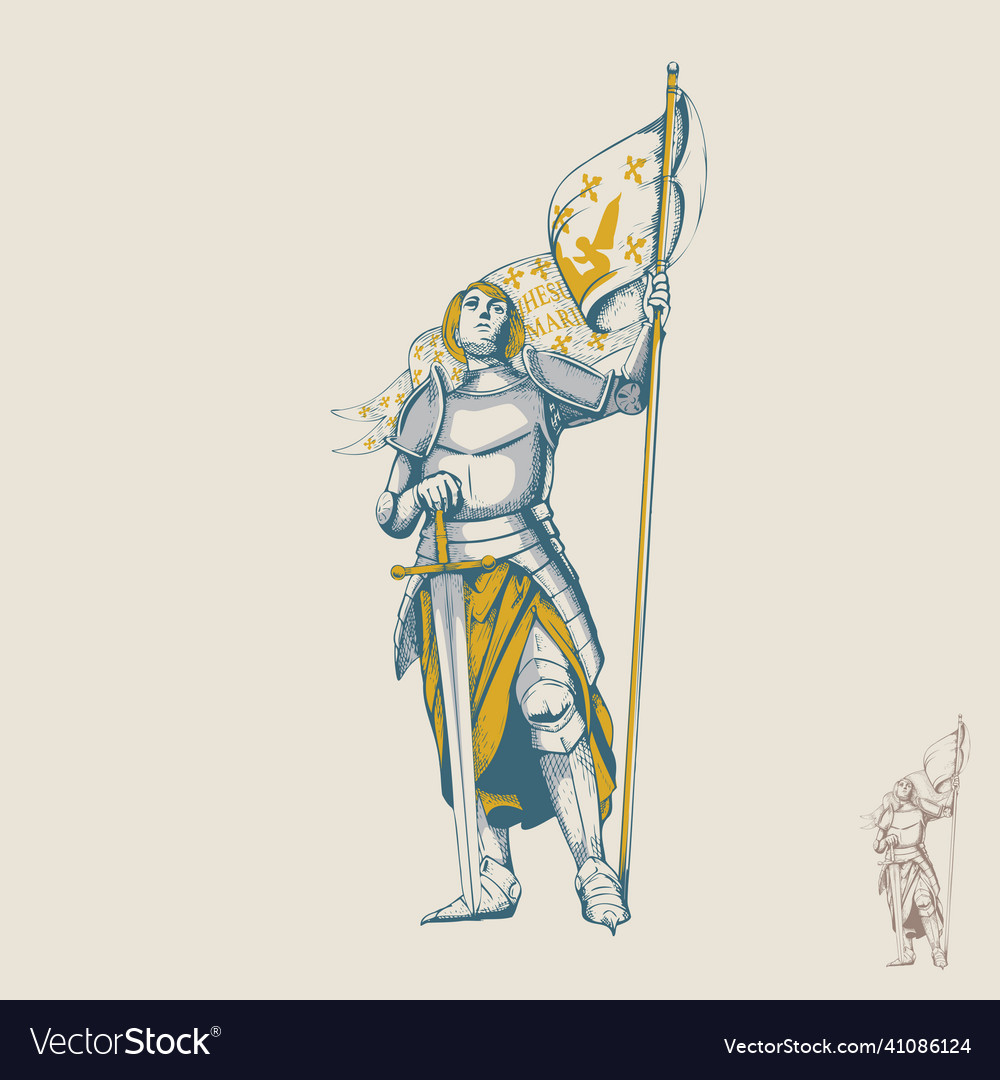 Joan of arc vintage art vector image Joan of arc vintage art