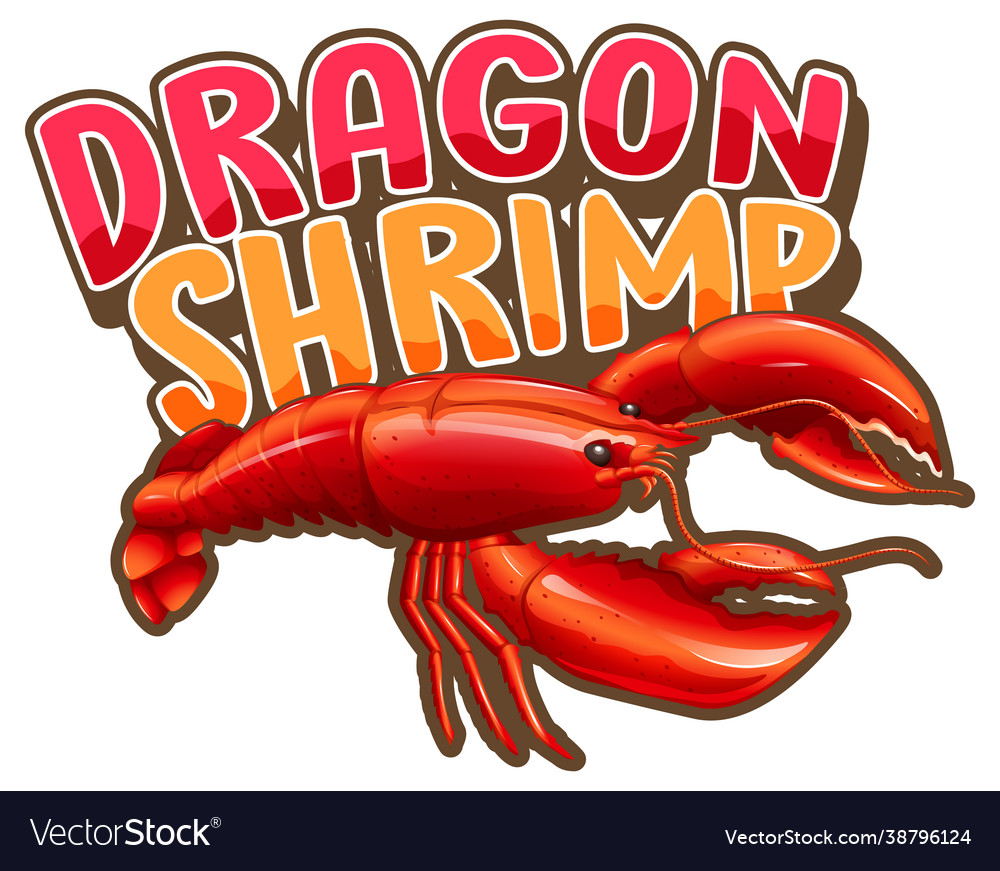 Lobster cartoon character with dragon shrimp font Vector Image