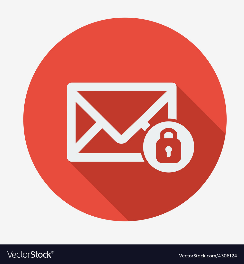 Mail icon envelope with padlock flat design