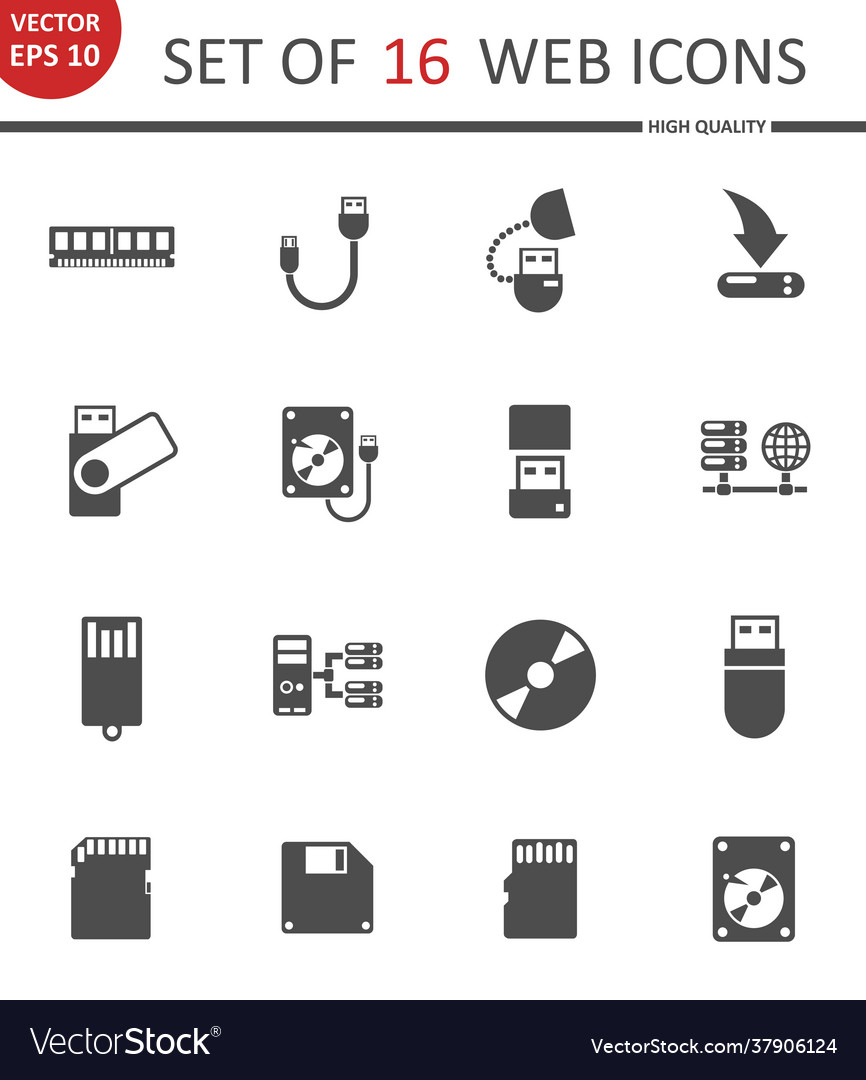 Memory drives web icons vector image Memory drives web icons