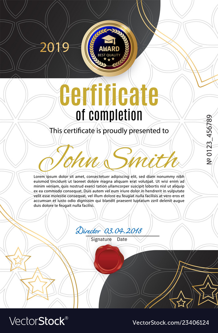 Official white certificate with black design