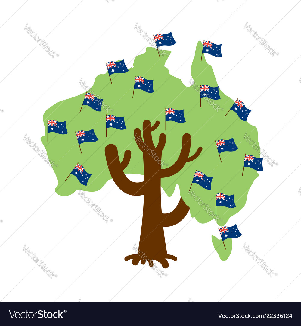 Patriotic tree australia map australian flag