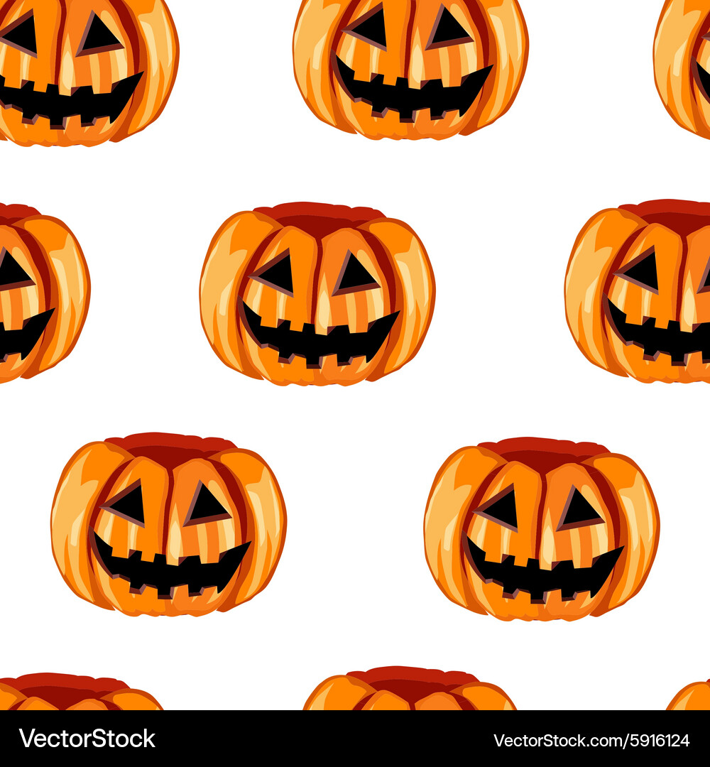 Seamless pattern with scary pumpkins Royalty Free Vector