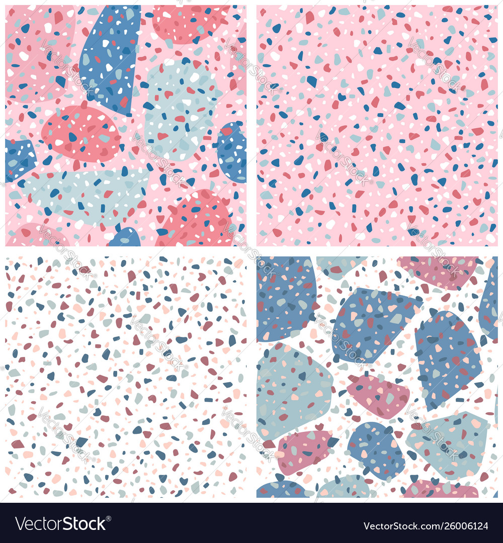 Set terrazzo seamless pattern design marble vector image Set terrazzo seamless pattern design marble