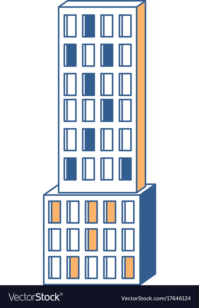 Skyscraper building icon in color sections Vector Image