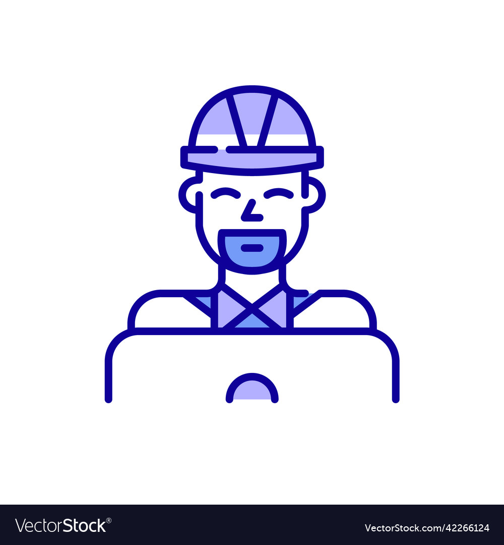 Smiling young professional working at laptop Vector Image