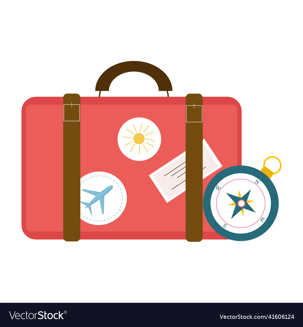 Suitcase and compass for use in web design vector image Suitcase and compass for use in web design