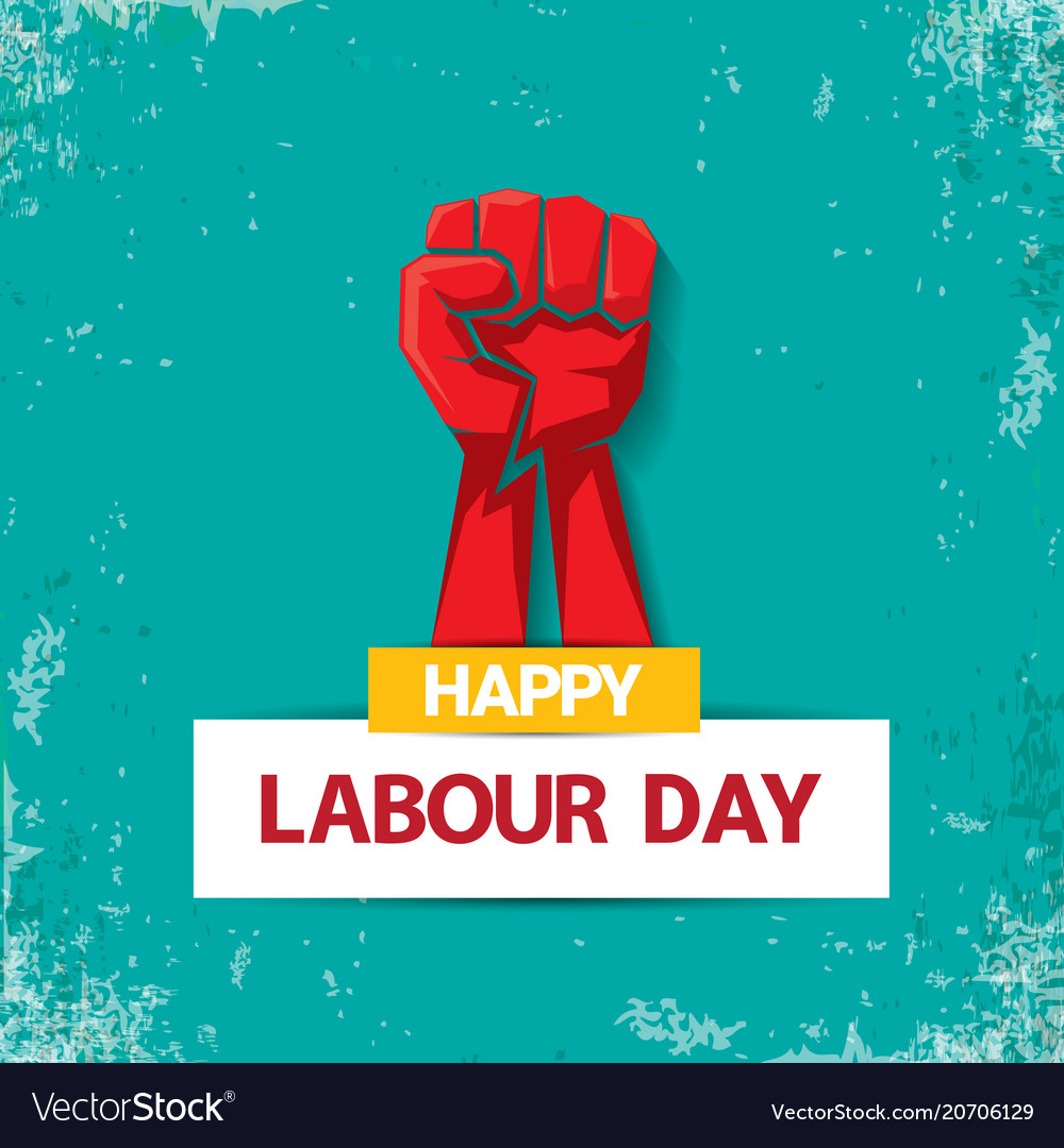 1 may happy labour day label with strong Vector Image