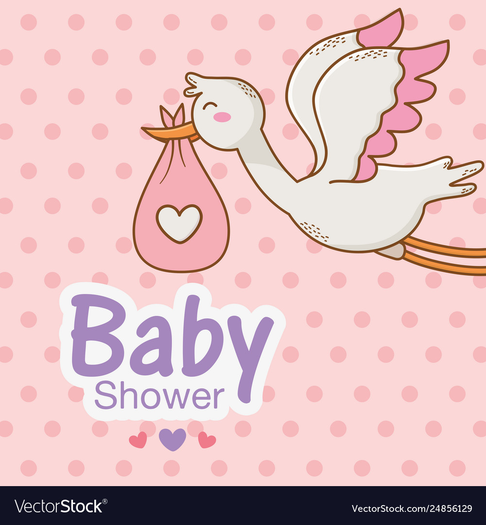 Baby shower card with stork Royalty Free Vector Image