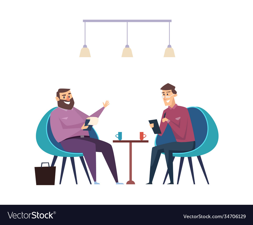 Colleagues on coffee break businessmen drink hot Vector Image