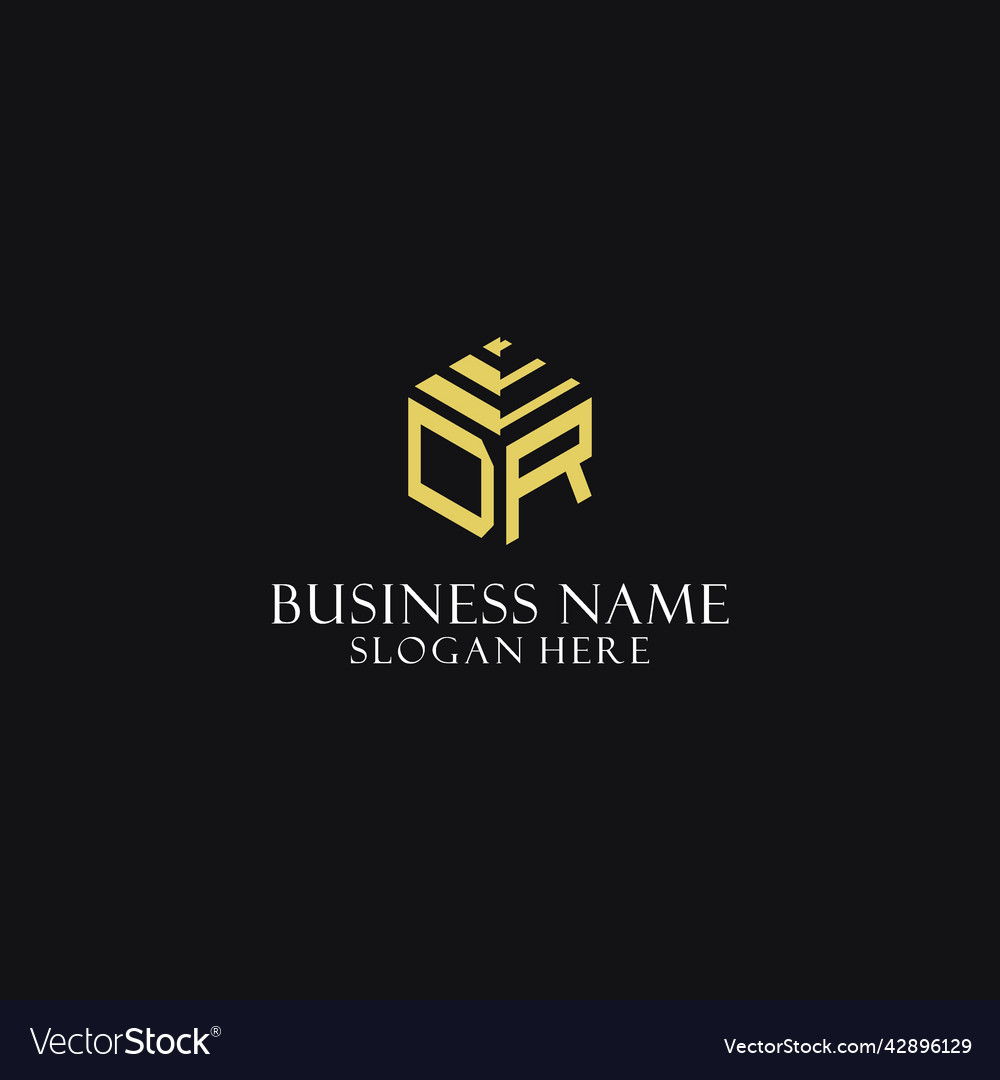 Dr initial monogram with hexagon shape logo Vector Image Dr initial monogram with hexagon shape logo