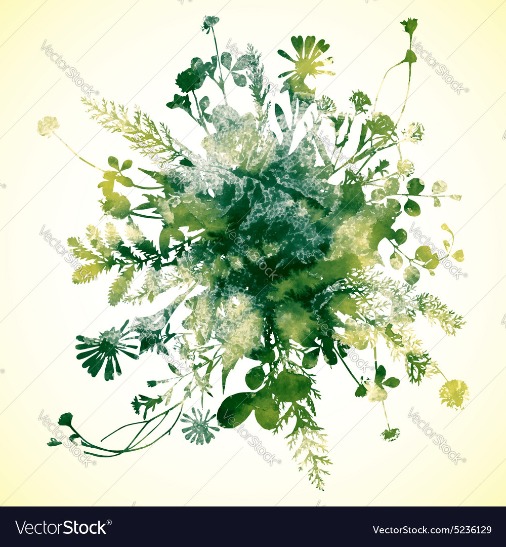 Download Green watercolor leaves Royalty Free Vector Image