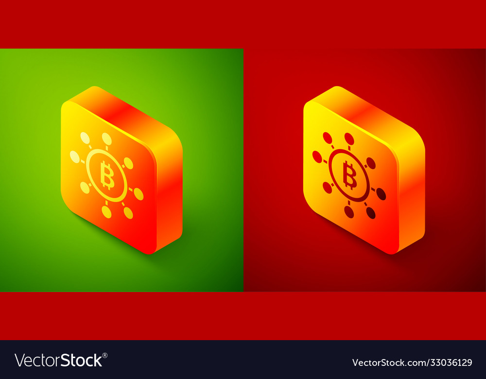 Isometric blockchain technology bitcoin icon