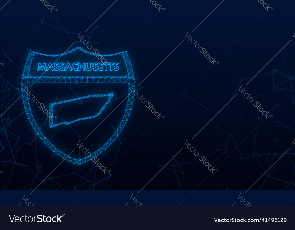Massachusetts state map outline plexus icon vector image Massachusetts state map outline plexus icon