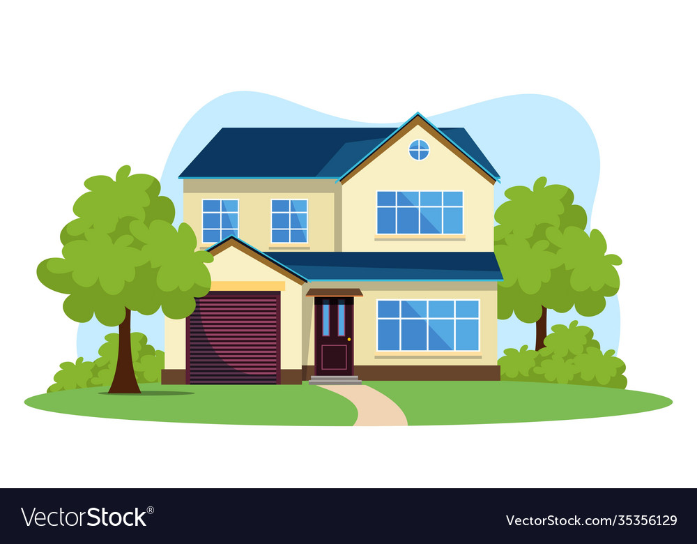 Modern front house Royalty Free Vector Image - VectorStock