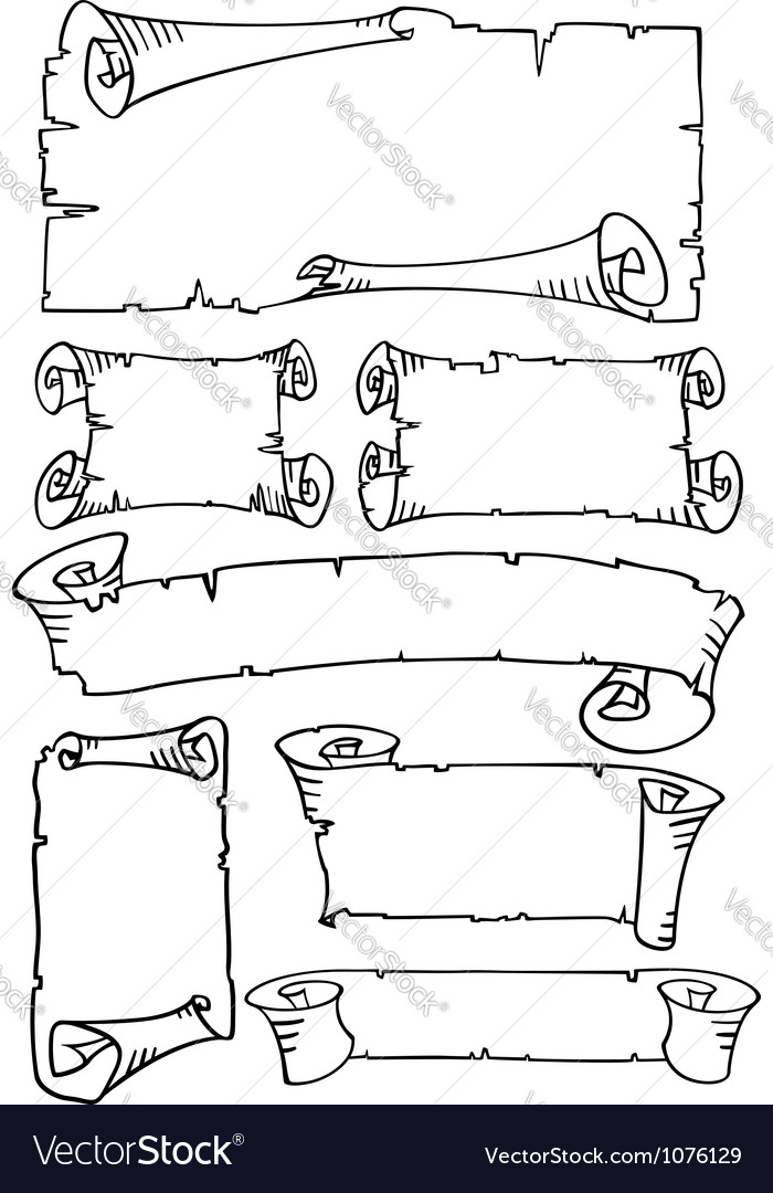 Old paper scroll banners set