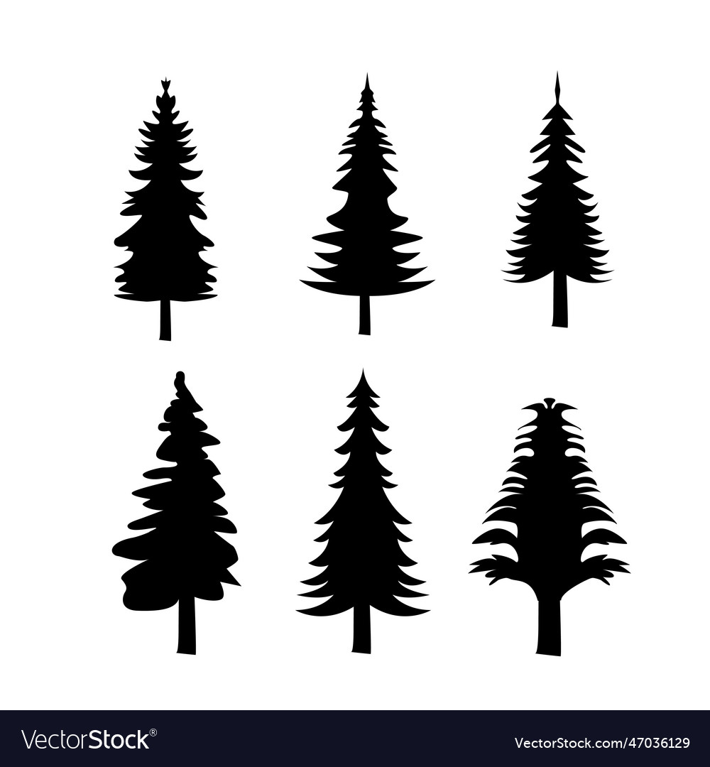 Pine tree silhouettes collection and wilderness Vector Image