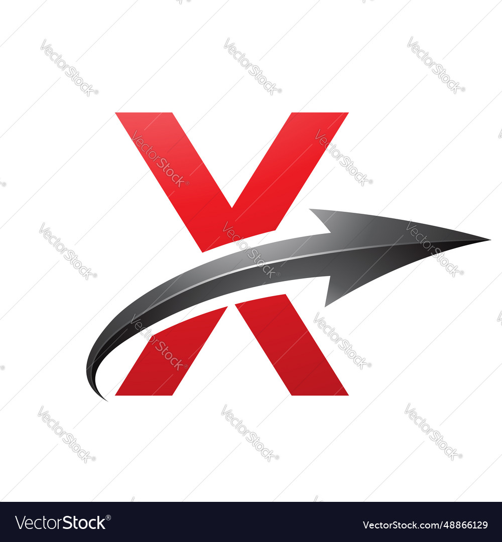 Red and black uppercase letter x icon