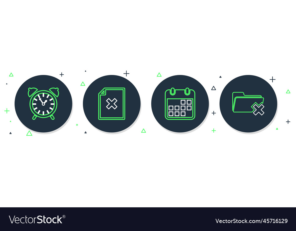 Set line delete file document calendar alarm vector image Set line delete file document calendar alarm