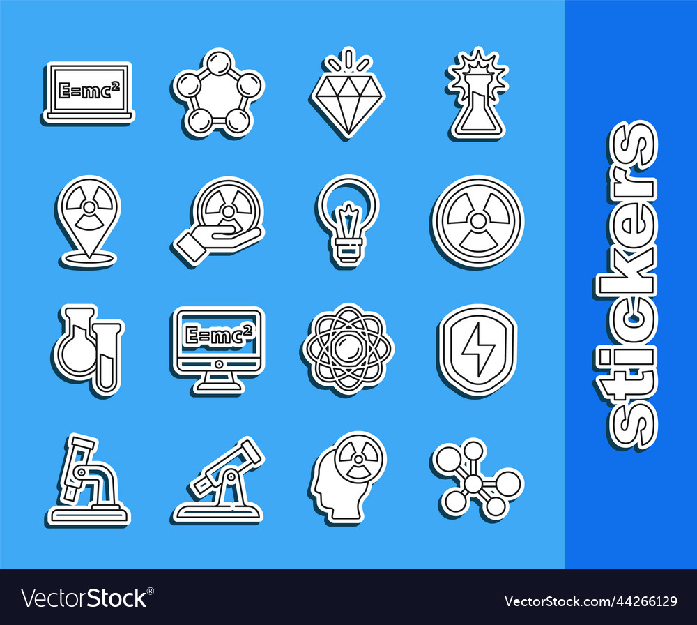 Set line molecule secure shield with lightning vector image Set line molecule secure shield with lightning